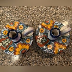Talavera pottery candlesticks